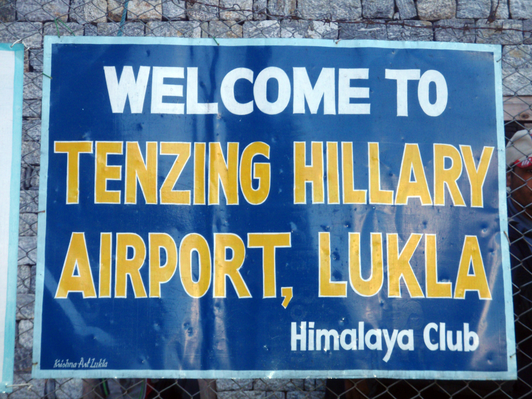 Lukla airport sign